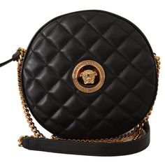 Gorgeous Brand New With Tags And Dustbag, 100% Authentic Versace Round Shoulder Bag Model: 1002866_1a02151__it 1b00v Color: Black Material: Nappa Leather Details: Zip Closure, Medusa Head Logo, 1 Main Compartment, Slip Pocket, A Gold-Tone Hardware With Chain Shoulder Strap For Shoulder Or Crossbody Wear. Strap: 125cm Chain Shoulder Strap Measurement L*H*W: 17cm*17cm*7cm Luxury Business Bags With Gold-tone Logo Plaque, Leather Business Bag With Gold-tone Logo, Leather Business Bags With Gold-tone Logo Plaque, Leather Travel Bags With Gold-tone Logo Plaque, Leather Travel Bags With Gold-tone Logo, Black Top Handle Bag With Gold-tone Logo Plaque, Round Shoulder Bag, Plaid And Leather, Versace Handbags