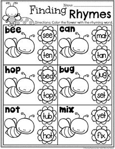 a printable worksheet for finding rhymes with the words in it