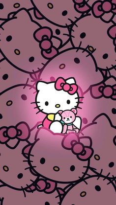 the hello kitty wallpaper is pink and black