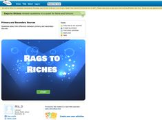 the website page for rags to richies is shown with an image of stars and bubbles