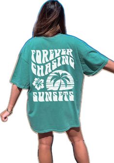 Forever Chasing Sunsets, Coconut Girl Aesthetic, Chasing Sunsets, Comfort Colors Tshirt, Coconut Girl, Denim Wash, Chambray, Beach Vacation, Comfort Colors