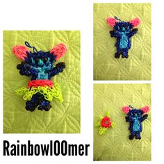 crocheted stuffed animal made to look like a rainbow loomer with wings