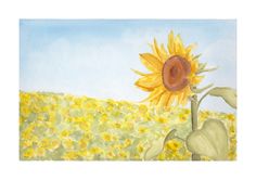 a painting of a sunflower in a field