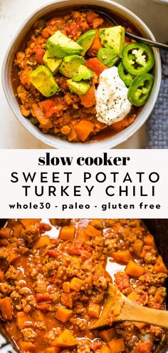 slow cooker sweet potato turkey chili with whole - pale gluen free