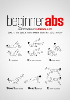 a poster showing how to do an abs workout with the instructions for beginners