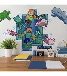 an image of a minecraft wall mural