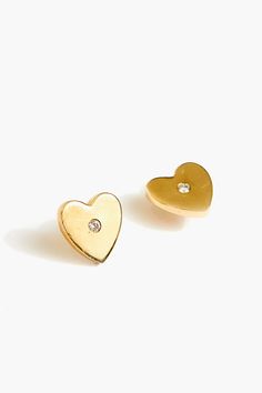 14K Gold Heart Studs Jenny Thompson, Gold Heart Studs, Heart Studs, Gold Heart, Charleston Sc, Everyday Wardrobe, Heart Of Gold, Semi Precious Gemstones, Charleston