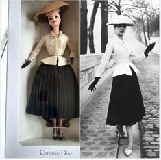 Barbie doll wearing the famous Christian Dior 1947 'Bar' jacket Fitness Club, Christian Dior, Barbie Dolls, Dior, Dolls, Pattern, How To Wear