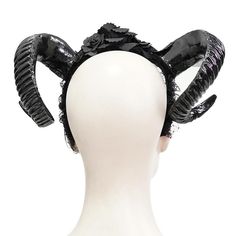 Eas010 Gothic Horns Rose Headband Fitted Halloween Headband, Fitted Halloween Headband Headpieces, Punk Headband For Costume Party, Punk Style Headband For Costume Party, Punk Headband Costume Accessories For Party, Gothic Adjustable Headband For Costume Party, Gothic Headband For Party, Black Headband For Festival, Black Festival Hair Accessories Headband