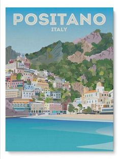 a poster with the words positanoo italy on it