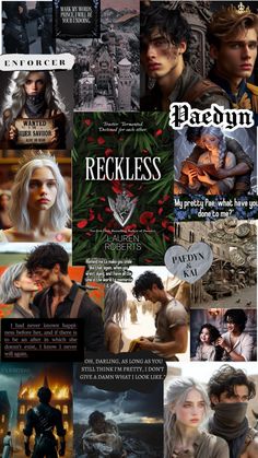 an image of some sort of collage with the words reckless written on it and pictures of people