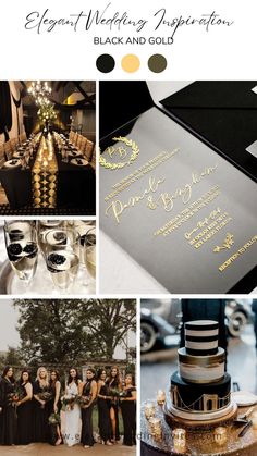 black and gold wedding color palettes