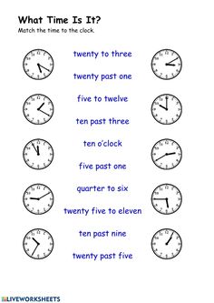 worksheet for telling time to the clocks