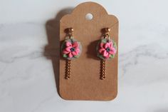 Handmade and one of a kind, these earrings are a lightweight accessory. Because these are handmade, each pair will be slightly unique do to the nature of the polymer clay used to create them. Gold Chain Earrings, Chain Earrings, Wyoming, Gold Chain, Gold Chains, Pink Floral, Jewelry Earrings Dangle, Etsy Earrings, Dangle Drop Earrings