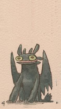 a drawing of a small creature with big eyes