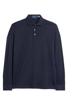 A cold-weather rendition of your favorite polo, this long-sleeve style is cut with a refined trim fit and detailed with faux-suede trim inside the placket. 28 1/2" length (size Medium) Button half placket Spread collar Long sleeves 100% cotton Machine wash, dry flat Imported Trim Fit, Ralph Lauren Long Sleeve, Herringbone, Cold Weather, Faux Suede, Polo Ralph, Sleeve Styles, Polo Ralph Lauren, Ralph Lauren