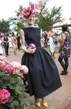 Dress inspiration: Melbourne Cup 2015 Fashions on the Field winner, Emily Hunter. Dress made by her mother. Kentucky Derby Women, Race Outfit