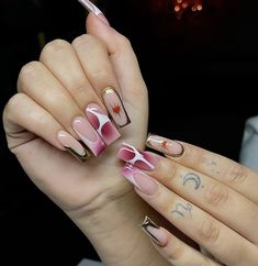 Airbrush Nails, Classy Acrylic Nails, Unique Acrylic Nails, Glam Nails, Square Acrylic Nails, Fire Nails, Funky Nails