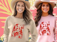 Dolly Parton Queen of Hearts Long Sleeve Shirt - Retro Country Music Icon Tee Hearts Graphic Design, Dolly Parton Music, Country Charm, Country Style