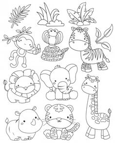 a drawing of different animals and plants