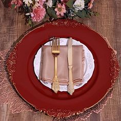 Elegant Embossed Rim Design: Features a detailed, embossed rim that adds a touch of sophistication and luxury to any table setting, making it perfect for weddings and other formal events. 13-inch Diameter: Large enough to accommodate standard dinner… Fancy Table, Embossed Pattern, Burgundy And Gold, Charger Plates, Antique Design, Event Catering, 6 Packs, Acrylic Colors, Plate Sets