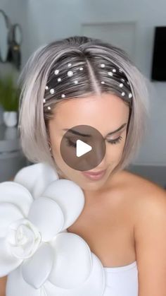 Ekaterina Guerra | Short Hairstyles + Makeup on Instagram: "One of my most #viralhairstyles EVER! 🤍 Comment HBD and I’ll send you links to all I used.   So often I get asked for simple wedding hairstyles or an event and this one has got to be one of the simplest fancy shmancy hairstyles I can teach you. 🤗   It is also my Birthday today 🎂 37 Years old!🥳 I have loved my 30’s so much! Grateful for this beautiful life of mine ♥️   #hair #shorthair #weddinghairstyles #shorthairstyle #bobhairstyles #bobhaircut #bobhair #fancyhairstyle #simplehairstyles #easyhairstyles #peinados #cabellocorto #hairstylevideo #hairstyletutorial #hairstyleoftheday #hairreels" Maternity Hairstyles Short Hair, Headband Shoulder Length Hair, Holiday Hair Short Bob, Wedding Style For Short Hair, Pulled Back Short Hairstyles, Fancy Bob Hairstyles, Short Hair Holiday Hairstyles, Hairdos For Short Hair Wedding, Wedding Styles For Short Hair