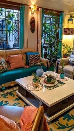 Indian Living Rooms From The 70s Living Room Decor Indian, Indian Room Decor, Indian Bedroom Decor, Colourful Living Room Decor, Indian Home Interior, Colourful Living Room, Utila