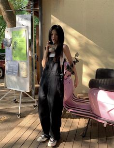 Loose Wide Leg Style Black Denim Jumpsuits – Tomscloth Black Jeans Jumpsuit Outfit, Black Baggy Overalls, Dark Boho Clothes, Edgy Overalls Outfit, Alt Overalls Outfit, Black Overalls Outfit Aesthetic, How To Style Black Overalls, Black Denim Overalls Outfit, Black Overalls Outfit Grunge