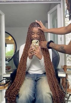 Brown Twist Braids Hairstyles, Dark Skin Brown Braids, Honey Blonde Senegalese Twist, Brown Twists Black Women, Braids Brown And Black, Brown Island Twist, Brown Twist Braids, Brown Passion Twists, Brown Braids For Black Women