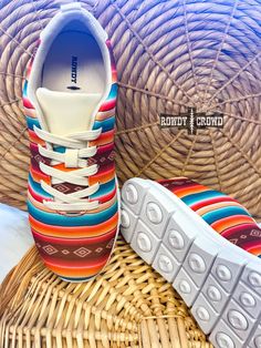 The sneaker of your dreams - cute AND comfortable. The Seymour Serape Sneaker has a bright, colorful serape print with a white sole. OH, and how could we forget... They are even machine washable! True to size, whole sizes only. If you are in between sizes we recommend sizing up. Sizes 7-12. Swim Bottoms, Women Clothing Boutique, Mobile Device, Lace Up Shoes, Tennis Shoes, Online Womens Clothing, Boutique Clothing, Dreaming Of You, Insurance