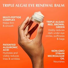 Vegan formula clinically-shown to reduce the look of under eye dark circles by targeting, reinforcing, and energizing the eye area in just 10 days*. Triple algae blend of green, brown and red algae that energize and reinforce the eye area, nourishing, hydrating and brightening, while targeting dark circles and reducing puffiness and bags, lines and wrinkles. Our proprietary, patented Alguronic Acid is clinically shown to visibly minimize the appearance of fine lines and wrinkles, while fighting Origins Eye Cream Ginzing, Under Eye Dark Circles, Eye Dark Circles, Homemade Facial Mask, Skin Nutrition, Under Eye Puffiness, Red Algae, Remove Dark Circles, Dark Circles Under Eyes