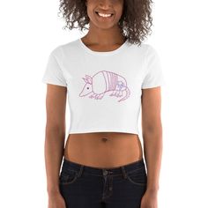 The season's trendiest garment - the crop top. This top is tight-fitting but still incredibly comfortable, and it hits just above the navel.  * 52% combed ring-spun cotton, 48% polyester * Fabric weight: 3.6 oz/yd² (122 g/m²) * 40 singles * Slim fit * Side-seamed construction * Blank product sourced from Nicaragua, the US, or Honduras This product is made especially for you as soon as you place an order, which is why it takes us a bit longer to deliver it to you. Making products on demand instead of in bulk helps reduce overproduction, so thank you for making thoughtful purchasing decisions! Texas Armadillo, Crop Tshirt, Crop Tee, Nicaragua, Honduras, Shirt Price, Womens Clothing Tops, On Demand, Fabric Weights