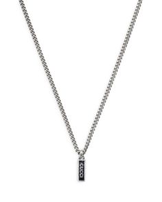 Gucci Sterling Silver Curb Chain Tag Pendant Necklace, 19.6 Luxury Stainless Steel Necklace With Silver Chain, Gunmetal Sterling Silver Necklace, Silver Necklace With Silver-tone Logo Plaque For Gift, Sterling Silver Necklace In Gunmetal With Chain Detail, Gucci Silver Necklace For Gift, Gucci Silver Chain Jewelry, Elegant Metal Necklace With Silver-tone Logo, White Gold Necklace With Silver-tone Logo Plaque, Gucci Necklace Silver