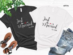 Just Married est 2024 Shirt, Matching Couples Shirt, Hubby Wifey Matching Shirt, Honeymoon Shirt, Wedding Shirt Gift, Custom Couple Shirts, Just Married Shirt,Est 2024 Shirt,Matching Couples Tee,Hubby Wifey Shirt,Matching Shirt,Honeymoon Shirt,Wedding Shirt,Wedding Gift,Custom Couple Shirt,Mr Mrs Shirt,Bride and Groom Est,Newlywed Shirt 2024,Valentine Couple Tee  Welcome to my store! I'm absolutely thrilled to have you here. My main aim is to ensure your happiness and satisfaction. I value our c Hubby Wifey Shirts, Wifey Shirt, Valentine Couple, Married Shirt, Wedding Shirt, Valentines Couple, Mrs Shirt, Honeymoon Shirts, Couple Tees