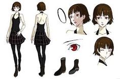 an anime character's hair and clothes are shown in various positions, including the eyeball