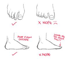 how to draw feet step by step