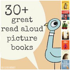 an image of a bird with the words 30 + great read aloud picture books on it