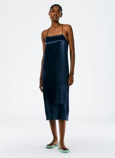 Summer Satin Slip Dress – Tibi Official Dark Dark Brown, Satin Slip, Satin Slip Dress, Cashmere Cardigan, Fashion Advice, Dark Navy, This Summer, Dark Brown, Slip Dress