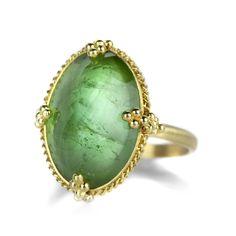 Amali 18k Oval Faceted Green Tourmaline Ring | Quadrum Gallery Green Tourmaline Ring, 18k Yellow Gold Ring, Tourmaline Ring, Gifts For Nature Lovers, Green Tourmaline, Chain Pendants, Yellow Gold Rings, Beaded Chain, Favorite Things Gift