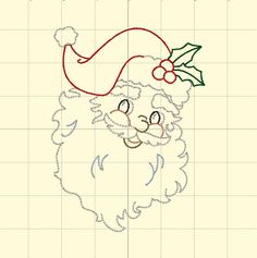 a drawing of a santa claus face with a holly berry on it's head