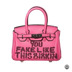 Dropping a new bag for our limited edition collab- Saturday House x Helly! Pink vegan leather bag, featuring hand-painted pink typography, hand blinged with SS8 rose rhinestones, a double strap (handles and cross-body straps), gold or silver hardware, and lock and key. The bag comes in a signature Saturday House logo dust bag. Each bag will also come with a designer self-repair kit. This repair kit includes extra rhinestones, glue, and a velvet pouch! Details 25 CM - 8L x 4W x 5.5H in, 1.5 lbs R French Guiana, Vegan Leather Bag, Home Logo, Congo Kinshasa, Pink Crystal, Guinea Bissau, Mozambique, Papua New Guinea, New Bag