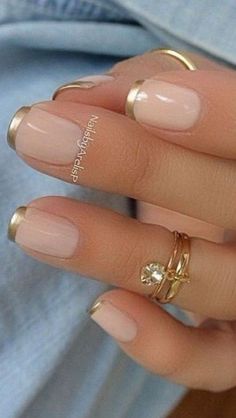 Gold Tip Nails, French Manicure Gel Nails, French Manicure Gel, Pink French Manicure, Gel French Manicure, French Manicures, Manicure Colors, French Manicure Nails