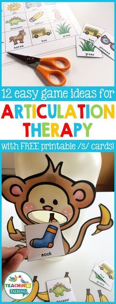 an articulation therapy for kids with free printable cards