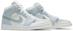 The Jordan 1 Light Blue White is one of two brand-new luxury Jordan 1 Mid’s that are set to launch to the masses soon . and it’s safe to say that fans of Nike and Jordan Brand are already gearing up for this highly-anticipated launch. The clean colorway is made up of hits of pale blue and off white for a muted yet exceptionally good look . while premium materials such as soft suede and buttery leather form the upper. Jordan 1 Light Blue, Jordan 1 Iridescent, Air Jordan 1 Dior, Jordan 1 Dior, Jordan 1 Obsidian, Air Jordan 1 Chicago, Jordan 1 Black, Air Jordan 1 Mid Se, Blue Air