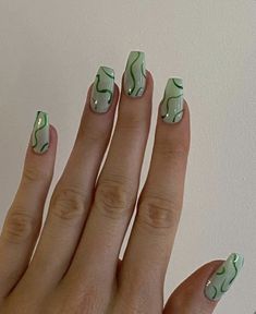 Colorful Nails, Easy Nails, Green Nail, Her Nails, Summer Acrylic Nails, Nailed It