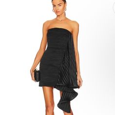 Kayleigh Dress In Black - Mini Dress - Size 6 - Never Worn! Love Love Love This Dress But It Is To Small In My Chest:( So I Sadly Have To Part With It Strapless Pleated Mini Dress For Evening, Strapless Pleated Evening Mini Dress, Pleated Draped Mini Dress For Cocktail, Flirty Pleated Evening Dress, Flirty Pleated Mini Dress For Evening, Flirty Pleated Evening Mini Dress, Pleated Silk Mini Dress, Pleated Mini Dress For Evening, Chic Pleated Mini Dress For Evening