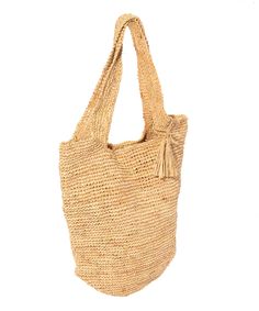 This 100% raffia bag is a vacation essential. Throw it in your suitcase, unpack it, then hit the beach with all your essentials stored comfortably inside. Dimensions: Height=15 3/8” Width=14” Handle Drop=9.75” Fabrication: 100% raffia Rectangular Natural Bucket Bag For Vacation, Natural Fiber Beach Bag For Travel, Casual Natural Bag For Travel, Casual Natural Color Travel Bag, Casual Woven Straw Travel Bag, Casual Woven Straw Bag For Travel, Natural Bucket Bag For Everyday Use And Vacation, Natural Fiber Bucket Bag For Travel, Lightweight Casual Crochet Bag For Travel