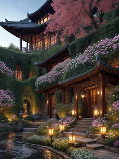 Rich Traditional Japanese House, Japan Houses Aesthetic, Rich Japanese House, Japan Mansion, Asian Mansion, Traditional Japanese Mansion, Chinese Style House