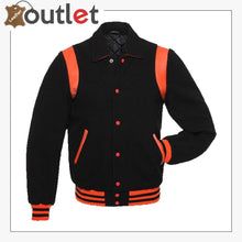 Black With Orange Varsity Jacket Black Varsity Jacket, Clothes Uk, Mma Gym, Varsity Jackets, Varsity Jacket Men, Letterman Jacket, Casual Sportswear, Leather Sleeve, Orange Leather