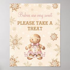 a baby's are very sweet please take a treat card with a teddy bear